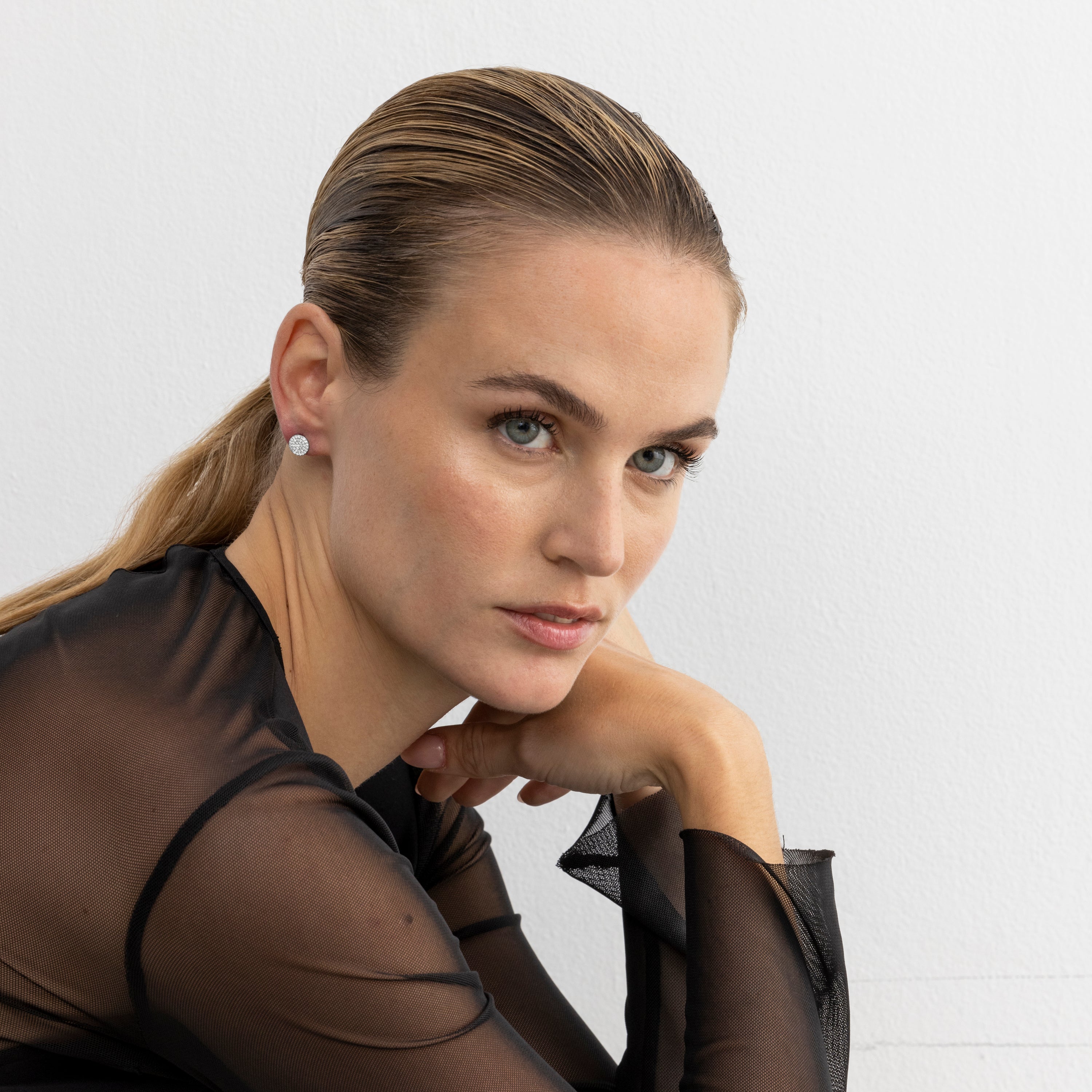 Pendientes con Circonita Brillante acabado plata - Gudpe