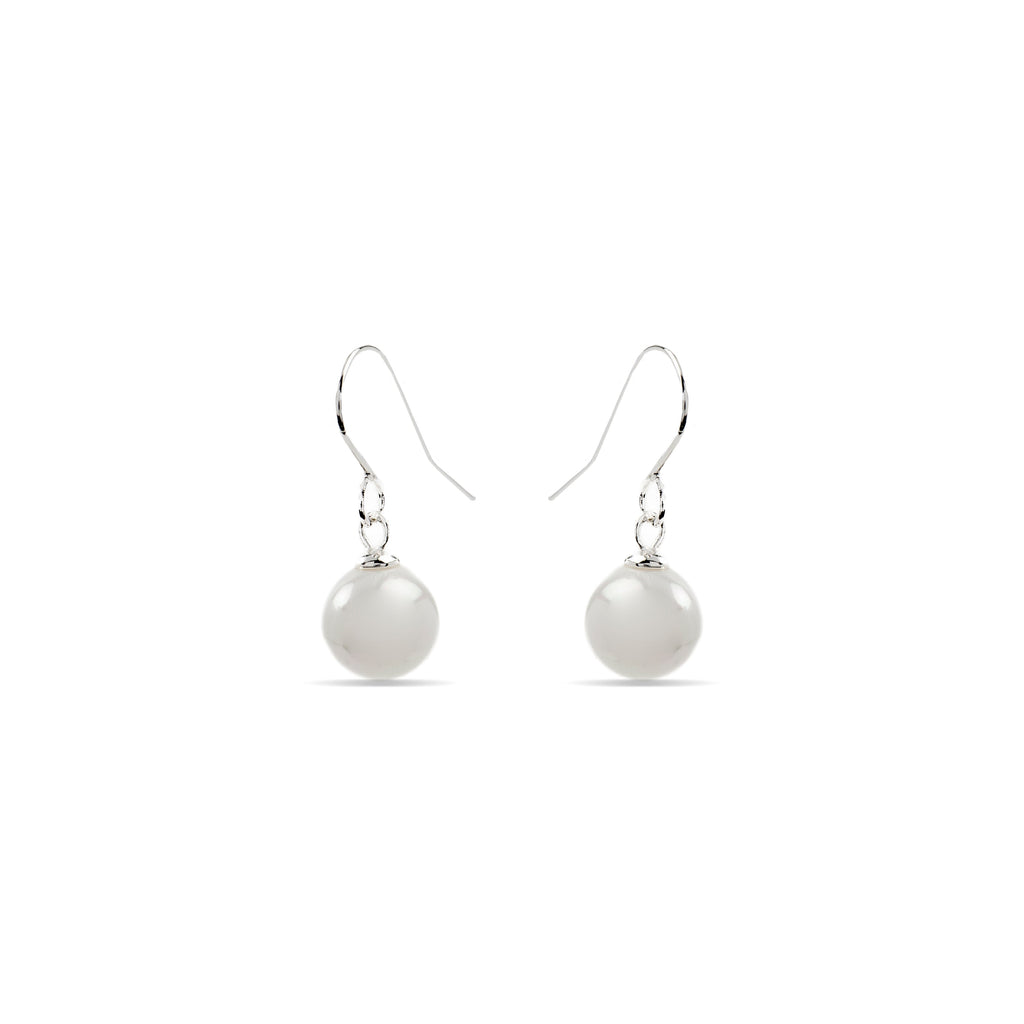Pendientes con Perla Blanca acabado plata - Darana