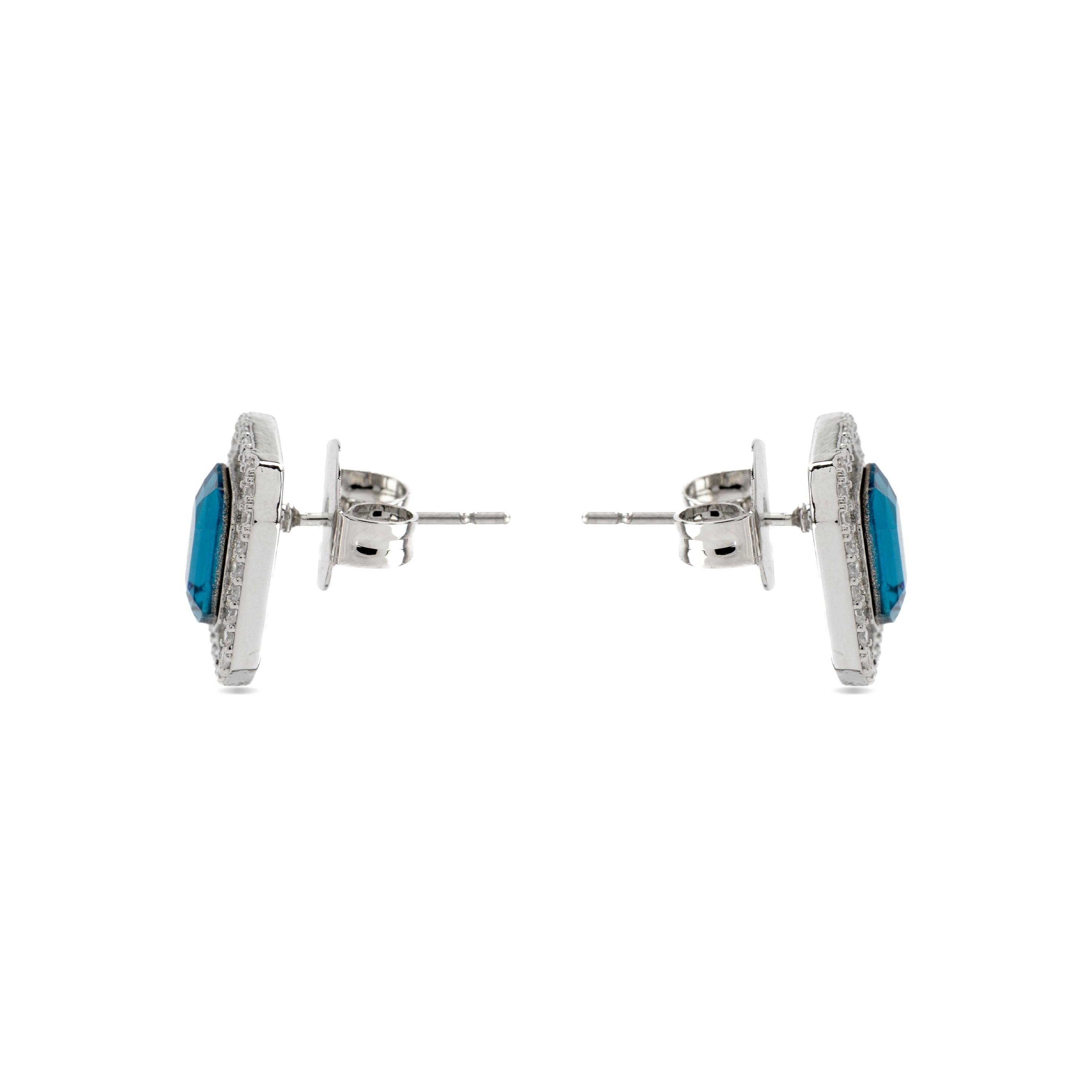 Pendientes con Circonita Topacio Azul acabado plata - Surin