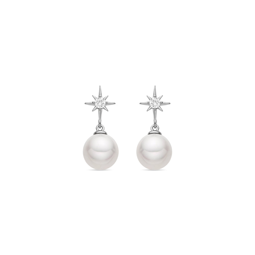 Pendientes con Perla Blanca acabado plata - Miara