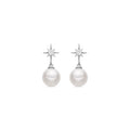 Pendientes con Perla Blanca acabado plata - Miara