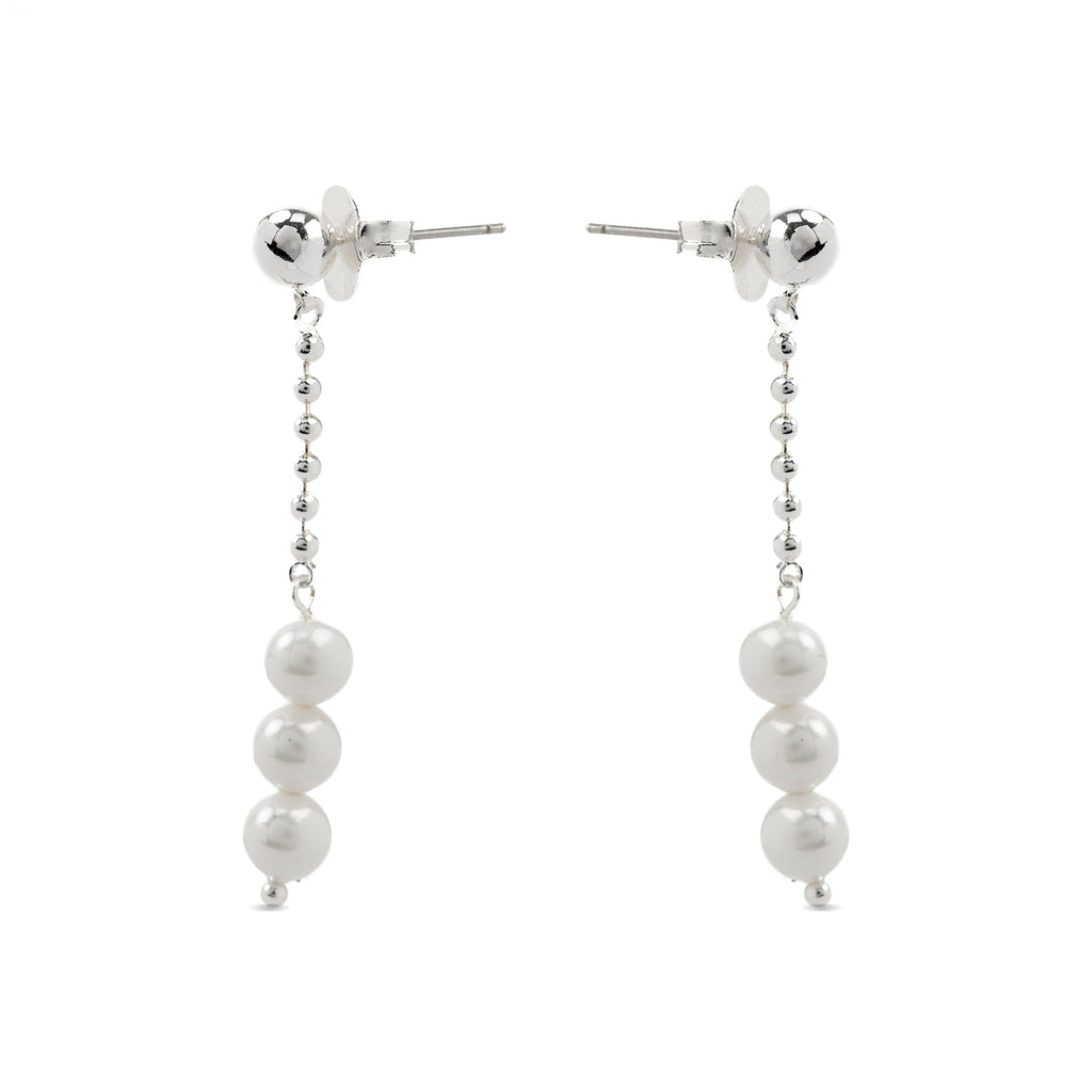 Pendientes con Perla Blanca acabado plata - Galdin
