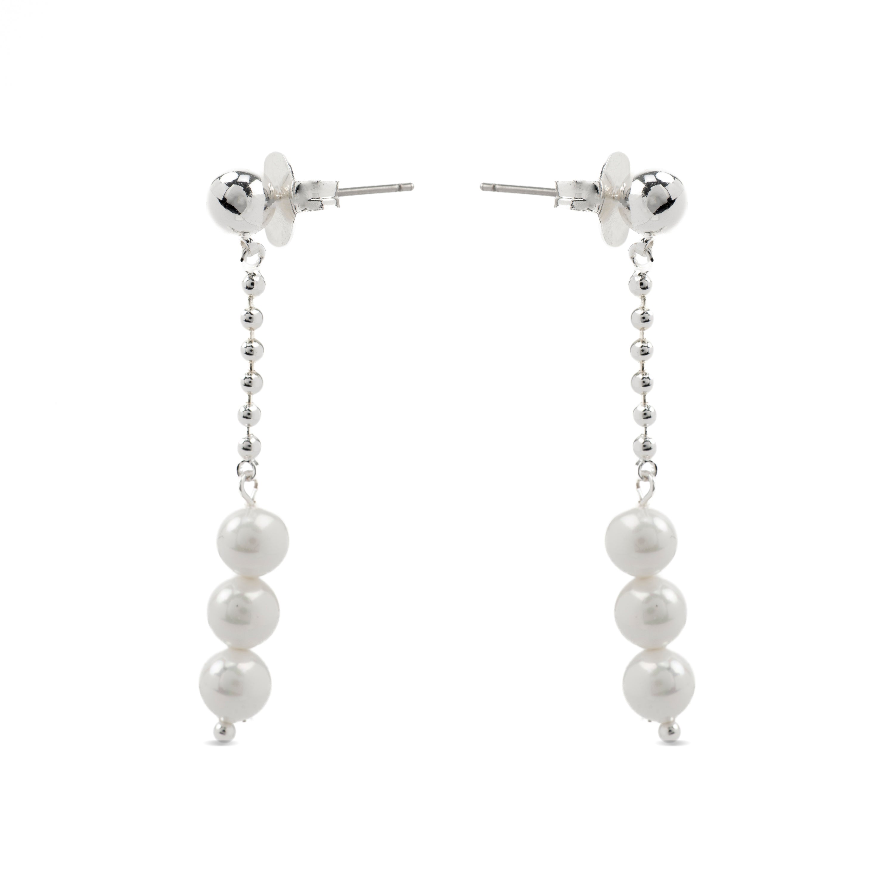 Pendientes con Perla Blanca acabado plata - Galdin