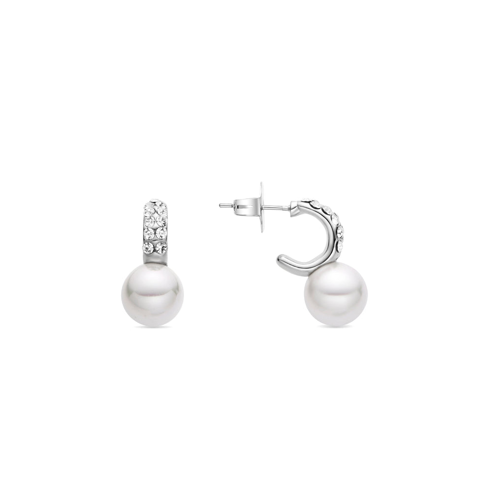 Pendientes con Perla Blanca acabado plata - Lianath