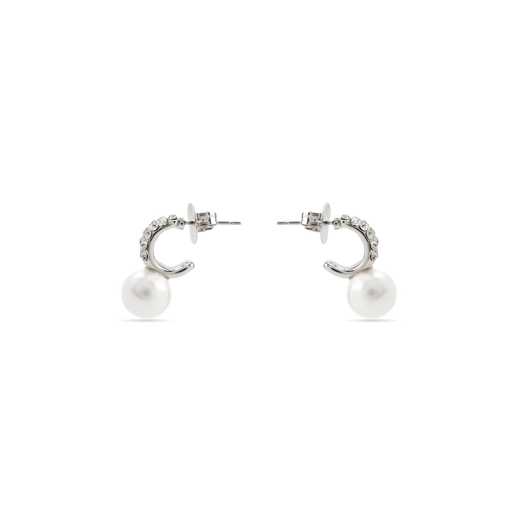Pendientes con Perla Blanca acabado plata - Lianath