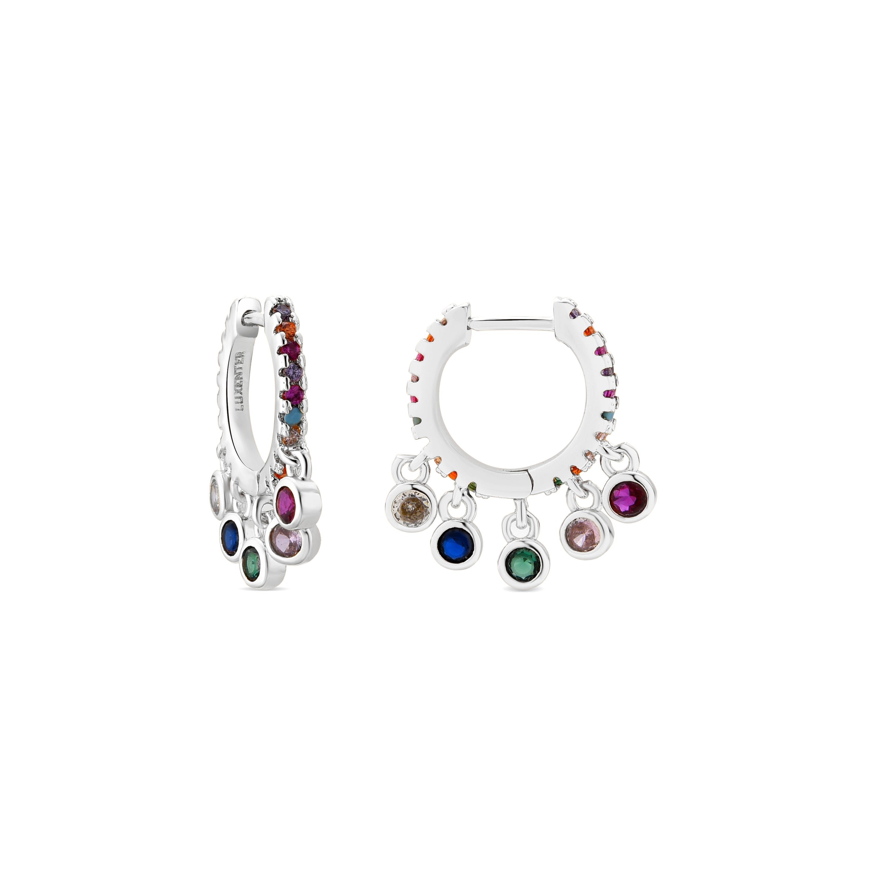 Pendientes acabado plata y Circonita Multicolor - Yaskim