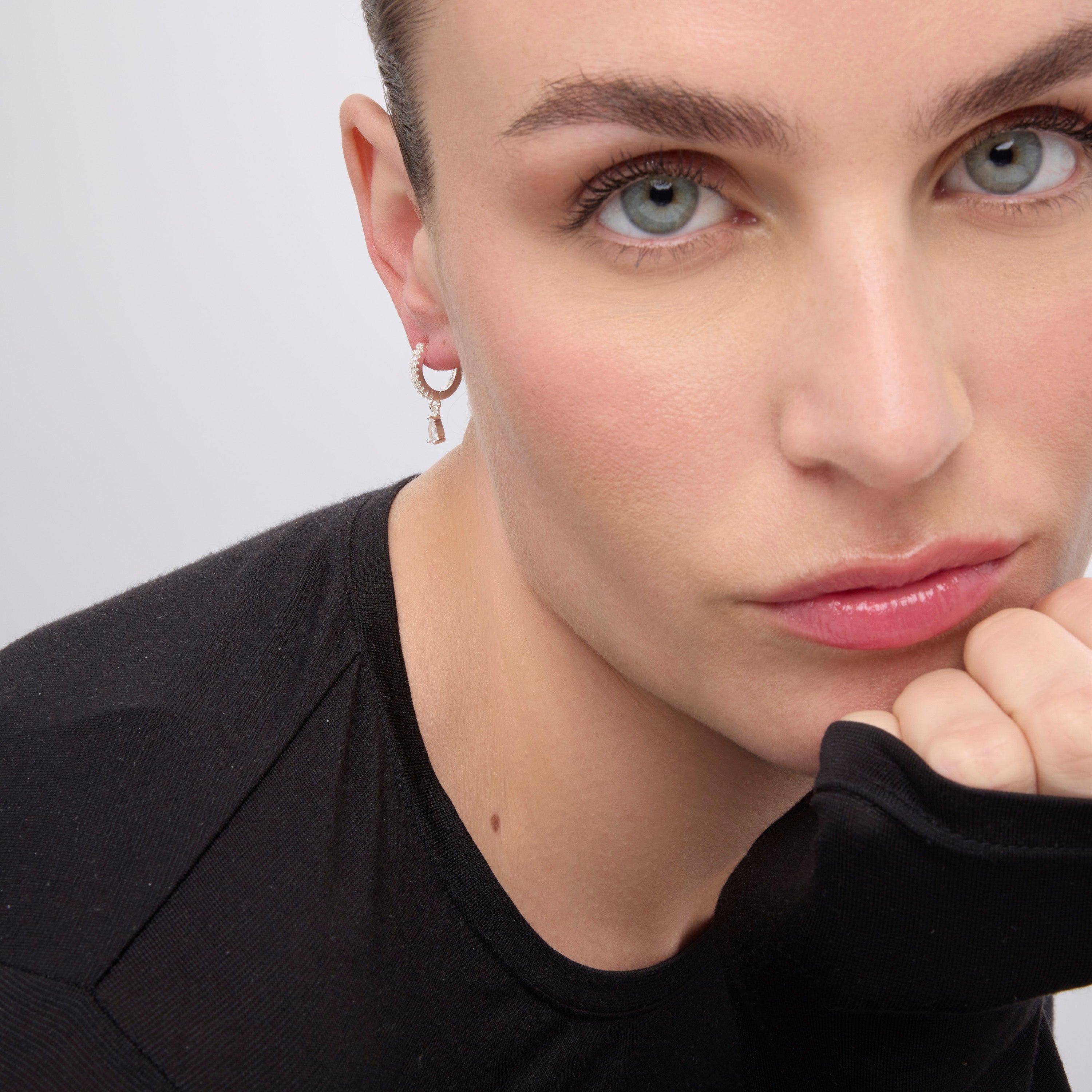 Pendientes acabado plata y Circonita Brillante - Laade