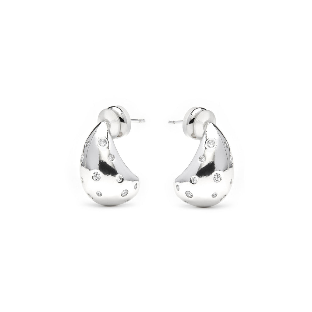 Pendientes acabado plata y Circonita Brillante - Obow