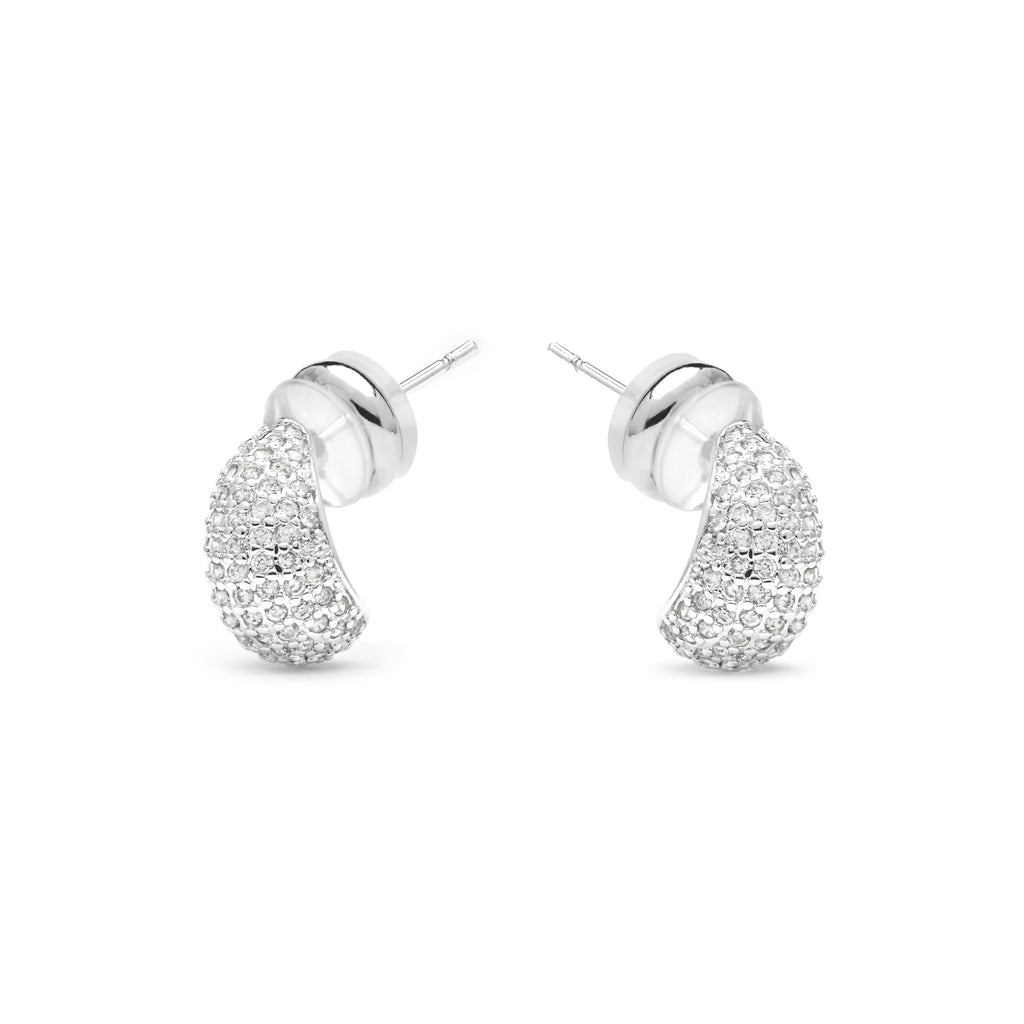 Pendientes acabado plata y Circonita Brillante - Kincon