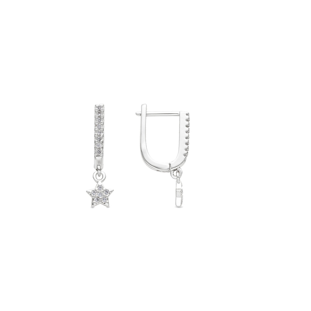 Pendientes acabado plata y Circonita Brillante - Sasai