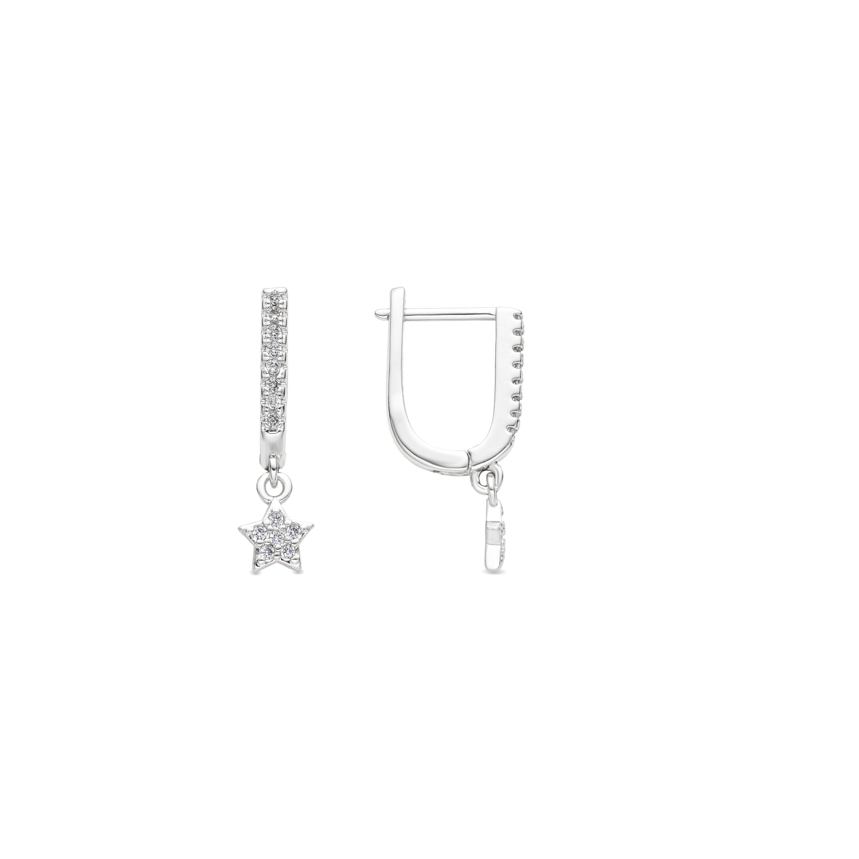 Pendientes acabado plata y Circonita Brillante - Sasai