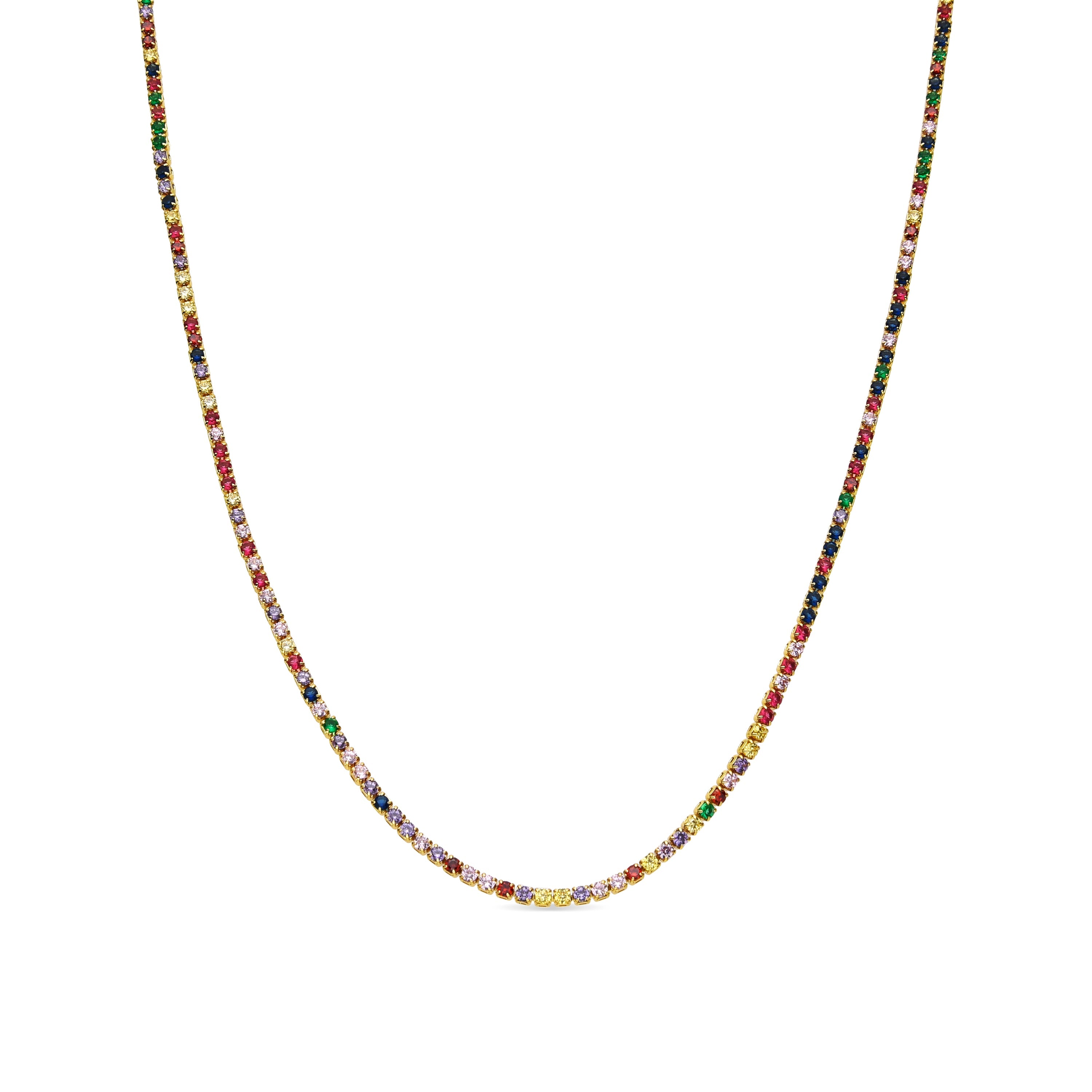 Collar con Circonita Multicolor acabado plata - Serly