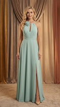 Vestido Halter largo invitada verde