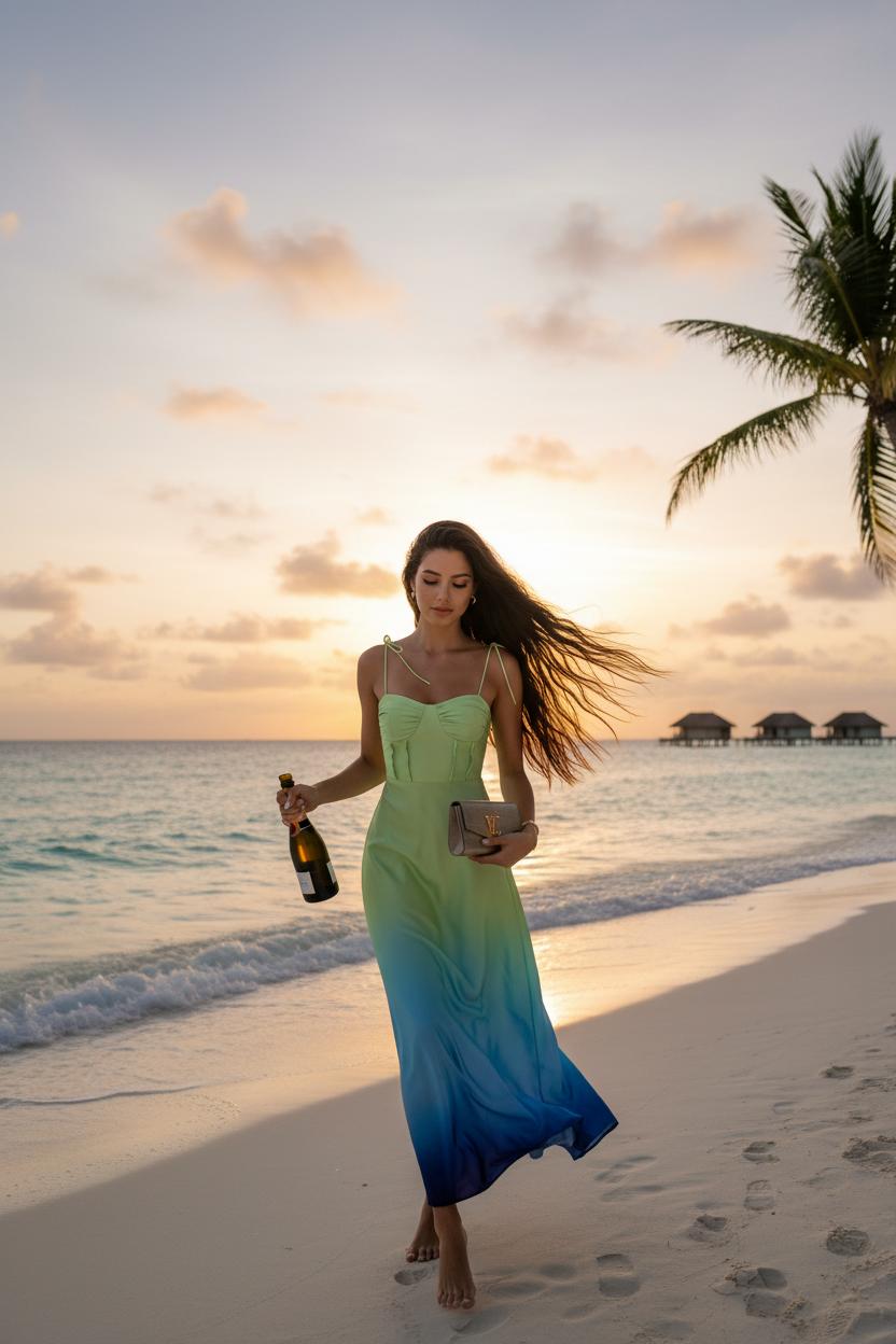 Vestido Aurora Degradé Rosa Azul Talla Única 36-40/42