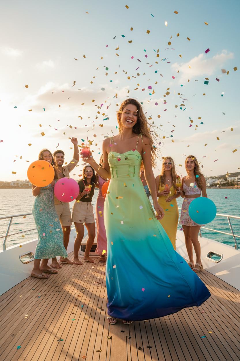 Vestido Aurora Degradé Rosa Azul Talla Única 36-40/42