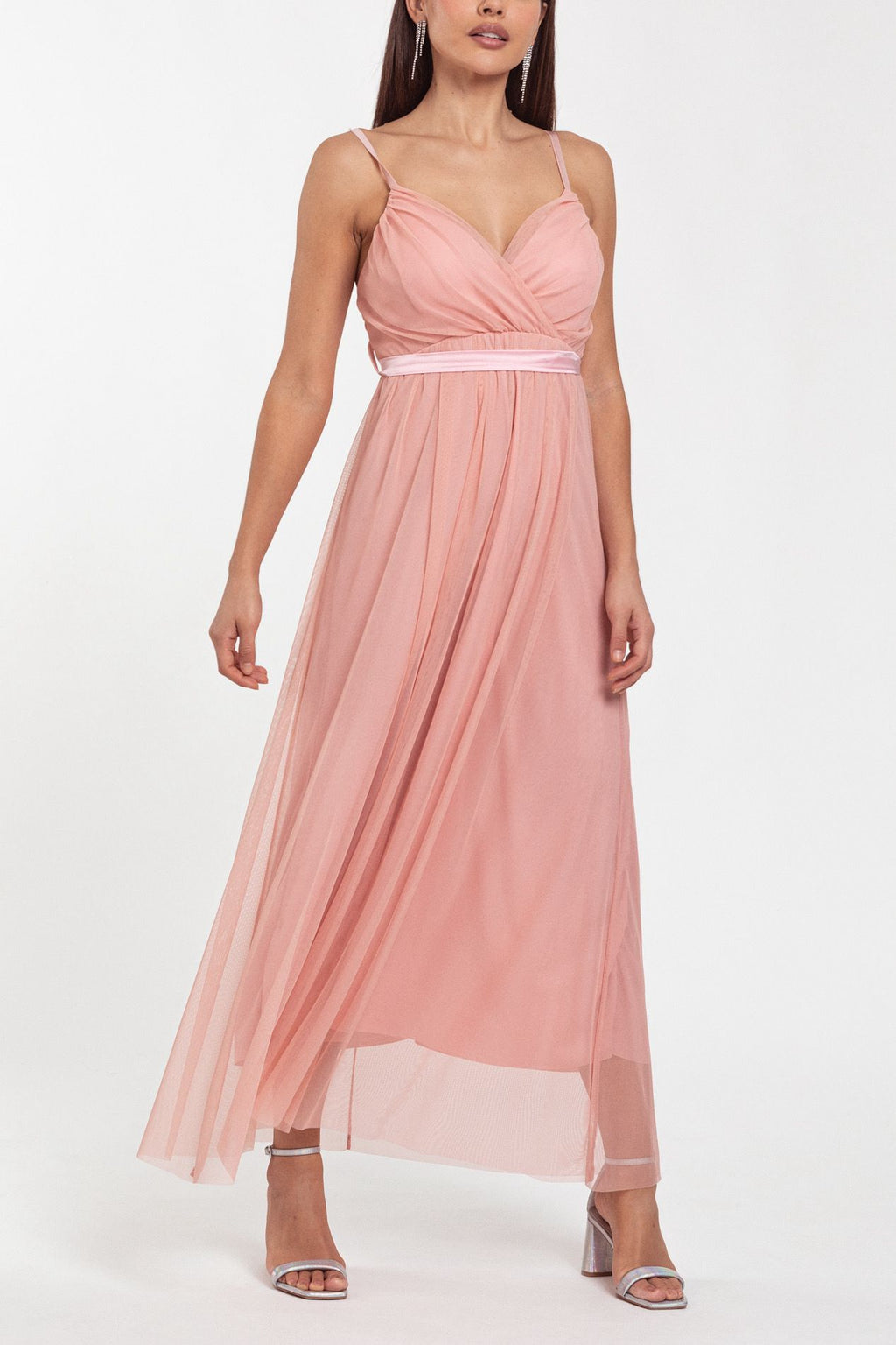 Vestido Rosa Pastel Tul - Vestido de Fiesta Romántico con Tirantes