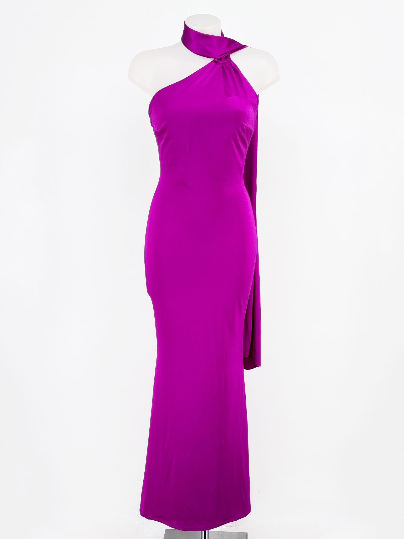 Vestido Magenta Halter - Vestido de Fiesta Elegante con Cuello Halter
