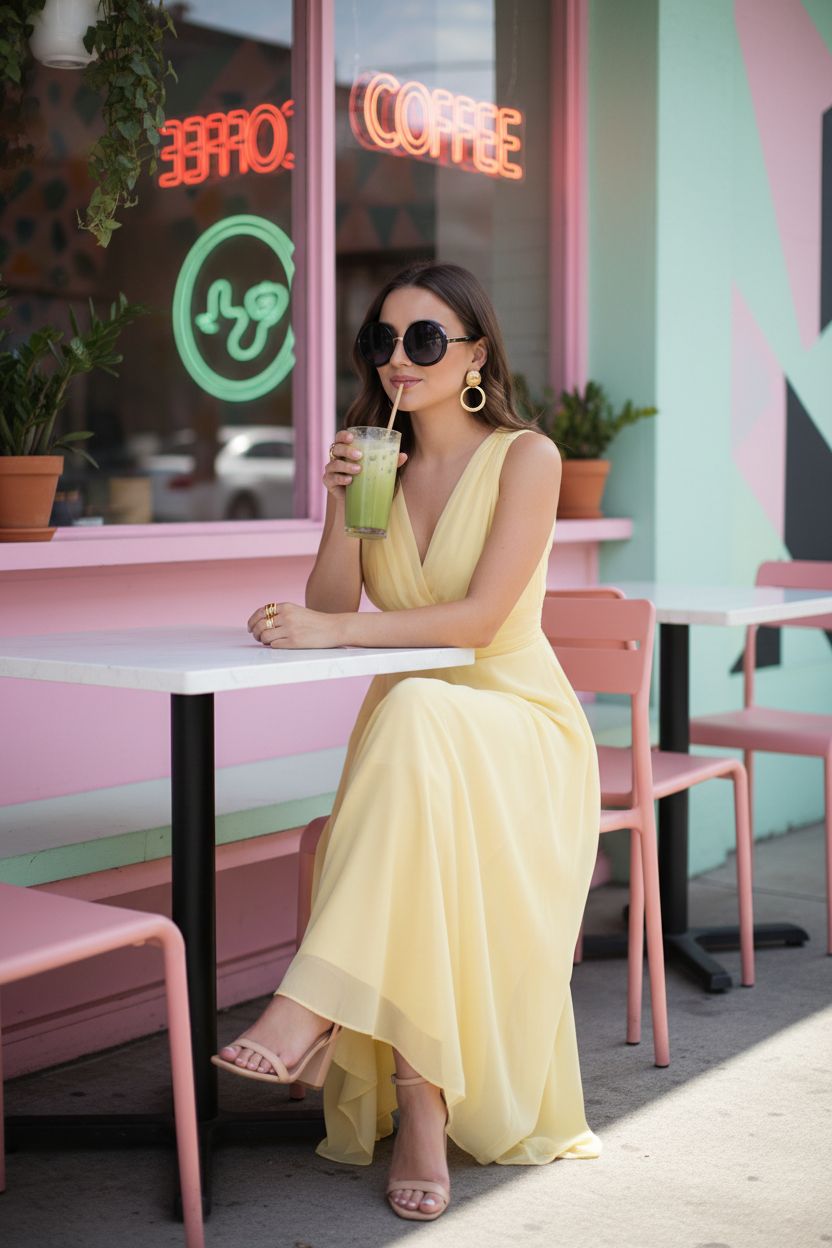 Vestido Amarillo Pastel Cruzado - Dulzura y Elegancia