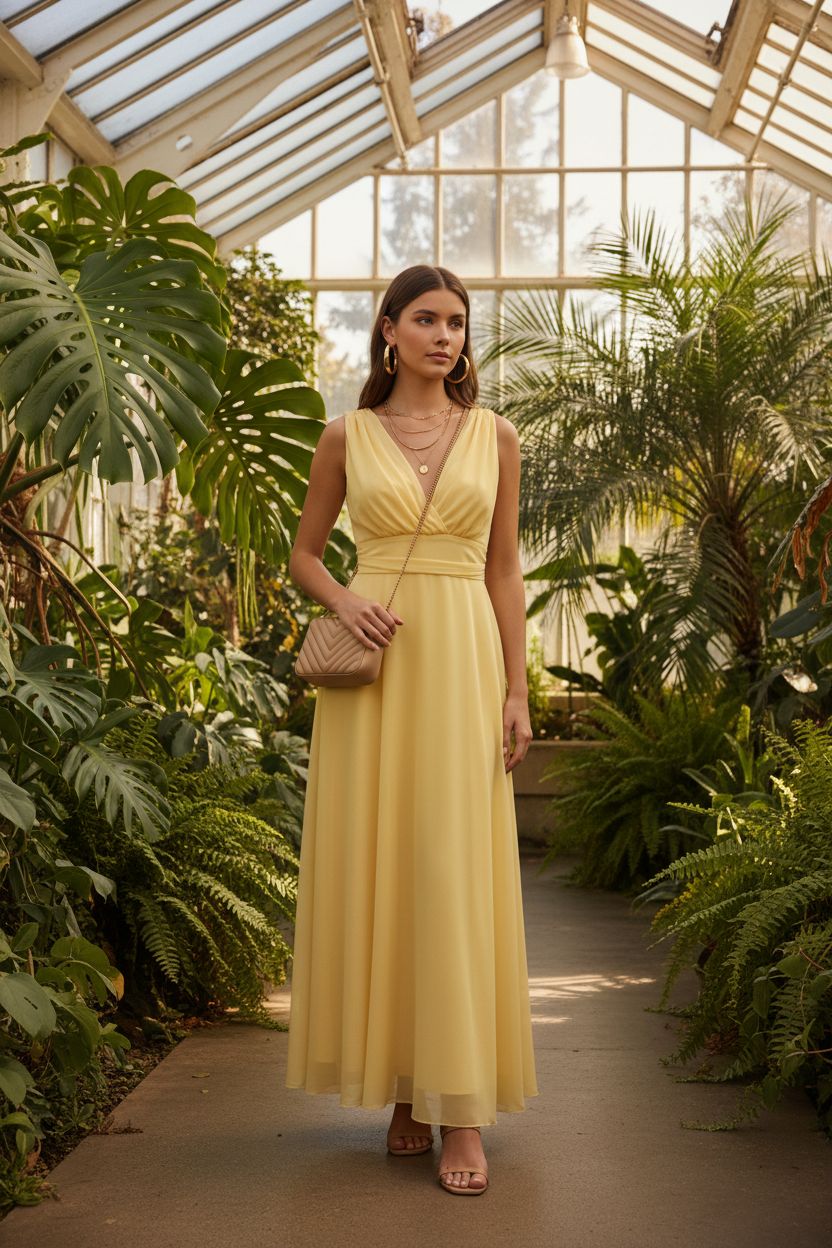 Vestido Amarillo Pastel Cruzado - Dulzura y Elegancia