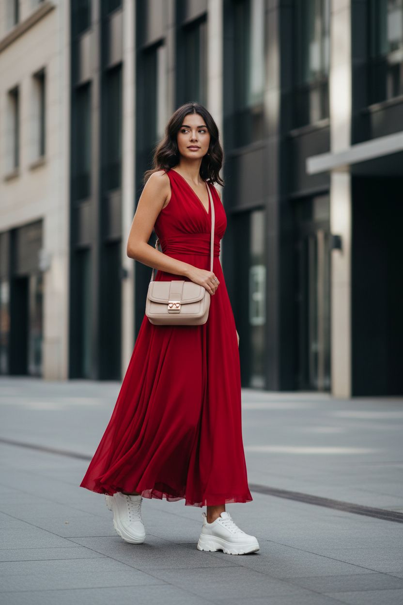 Vestido Rojo Cruzado - Invitada Perfecta