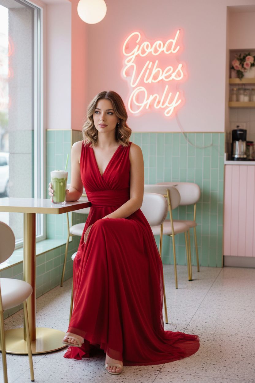 Vestido Rojo Cruzado - Invitada Perfecta