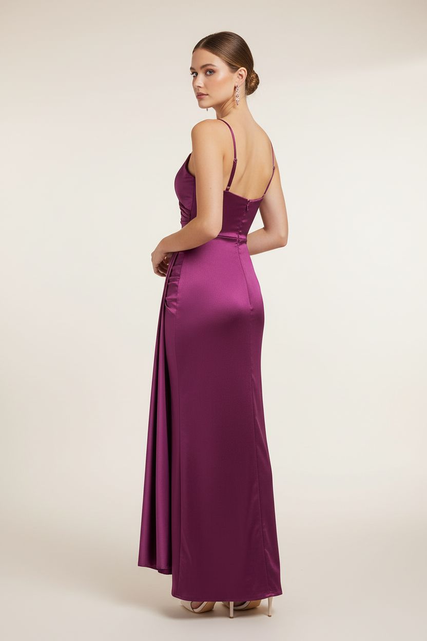 Vestido cereza Satinado con Tirantes - Elegancia Atemporal