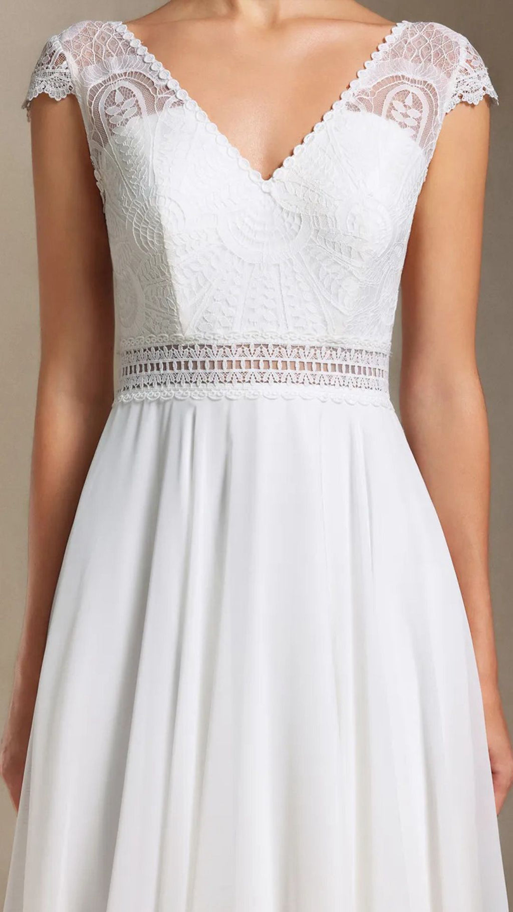 Vestido de Novia Boho Chic con Encaje y Escote en V- EXCLUSIVO ONLINE