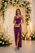 Vestido cereza Satinado con Tirantes - Elegancia Atemporal