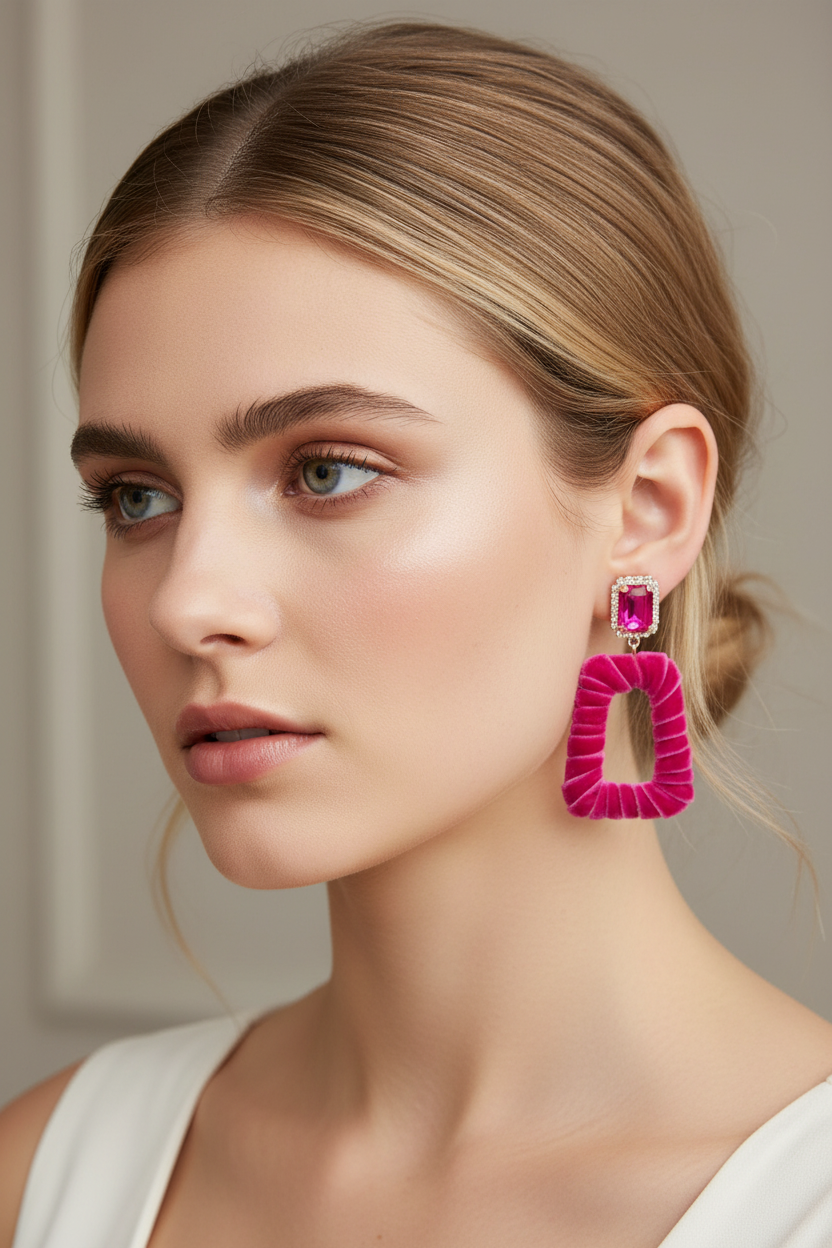 Pendientes Fucsia Velvet Mini