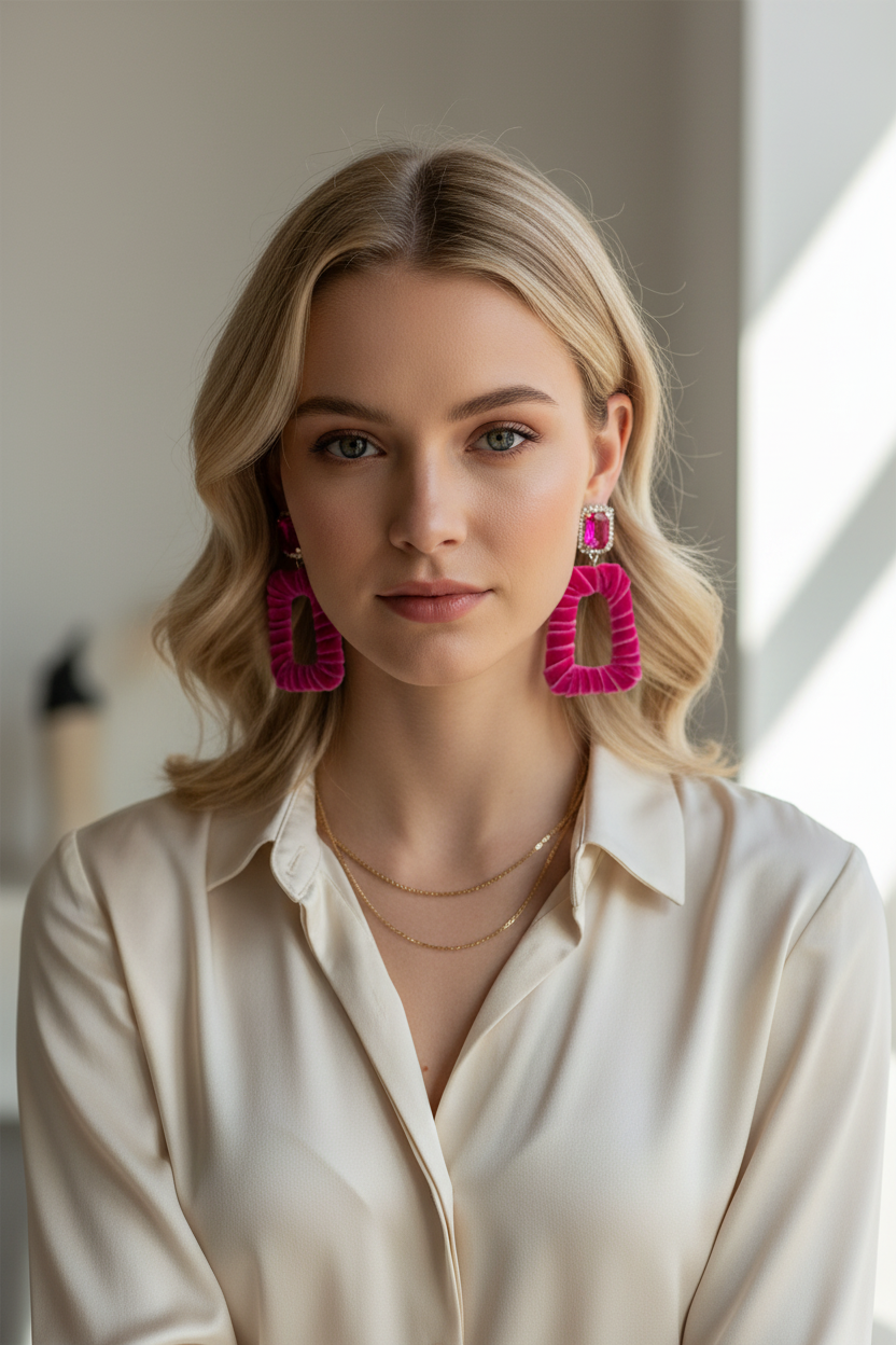 Pendientes Fucsia Velvet Mini