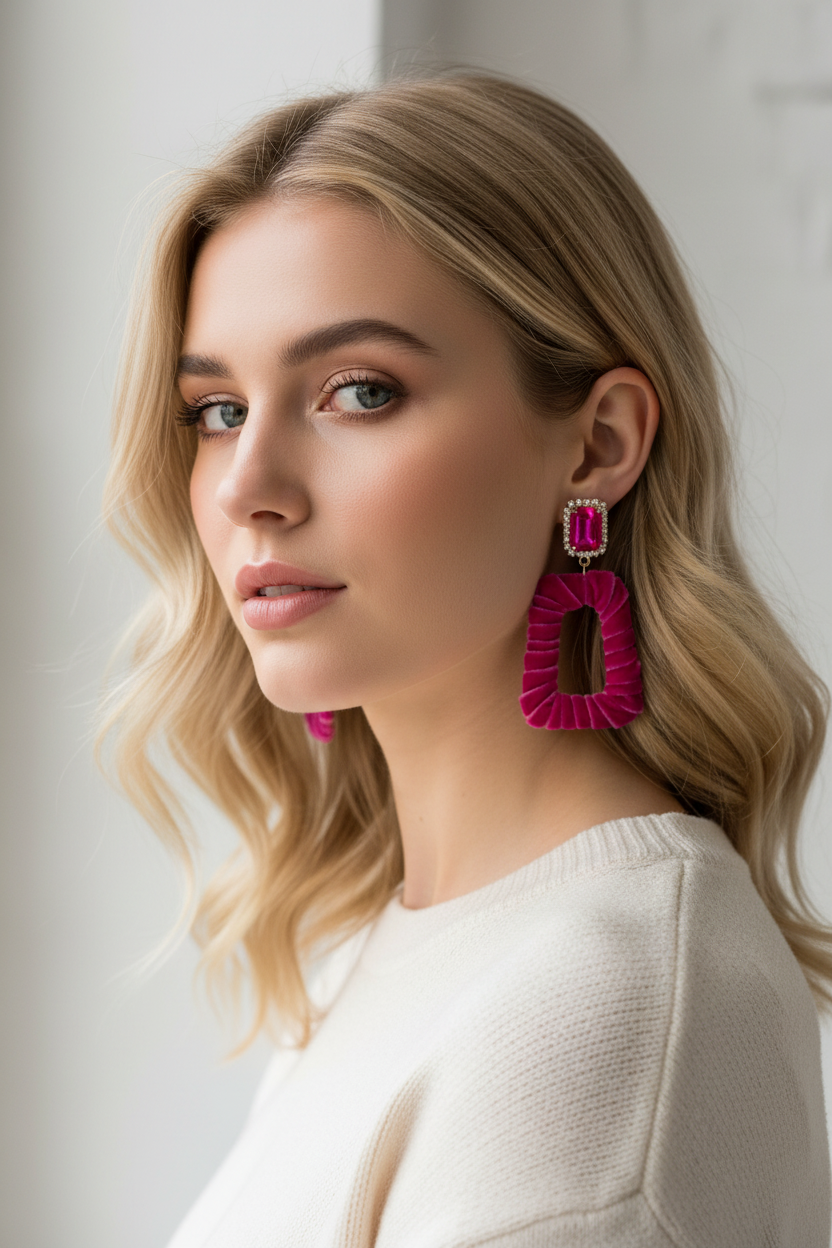 Pendientes Fucsia Velvet Mini