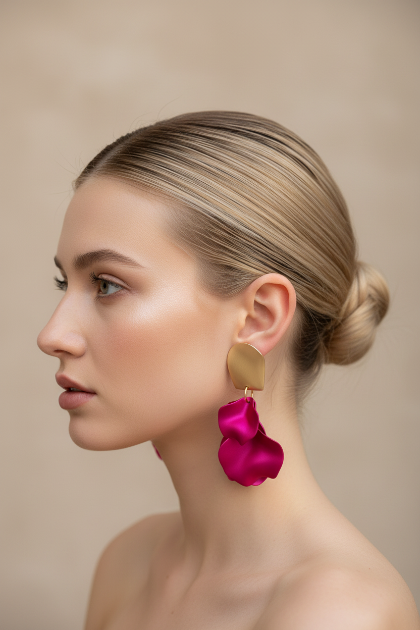 Pendientes Statement Fucsia Petal