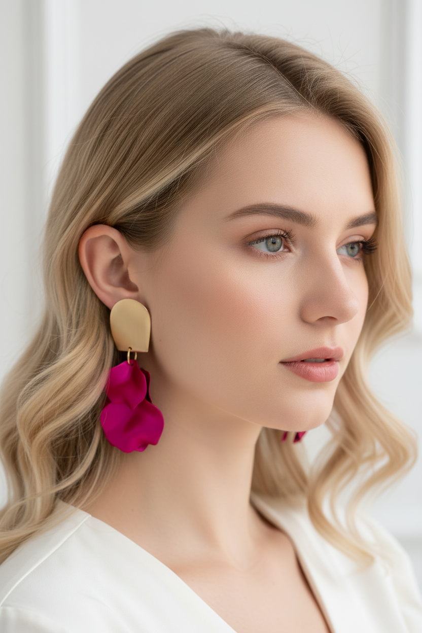 Pendientes Statement Fucsia Petal