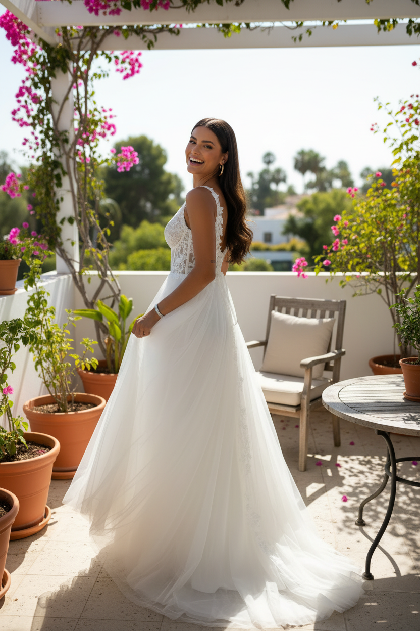 Vestido Corse Pico Tulle Blanco novia- EXCLUSIVO ONLINE