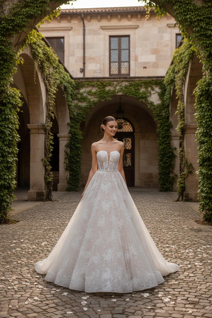 Vestido de Novia Isabel en castillo europeo