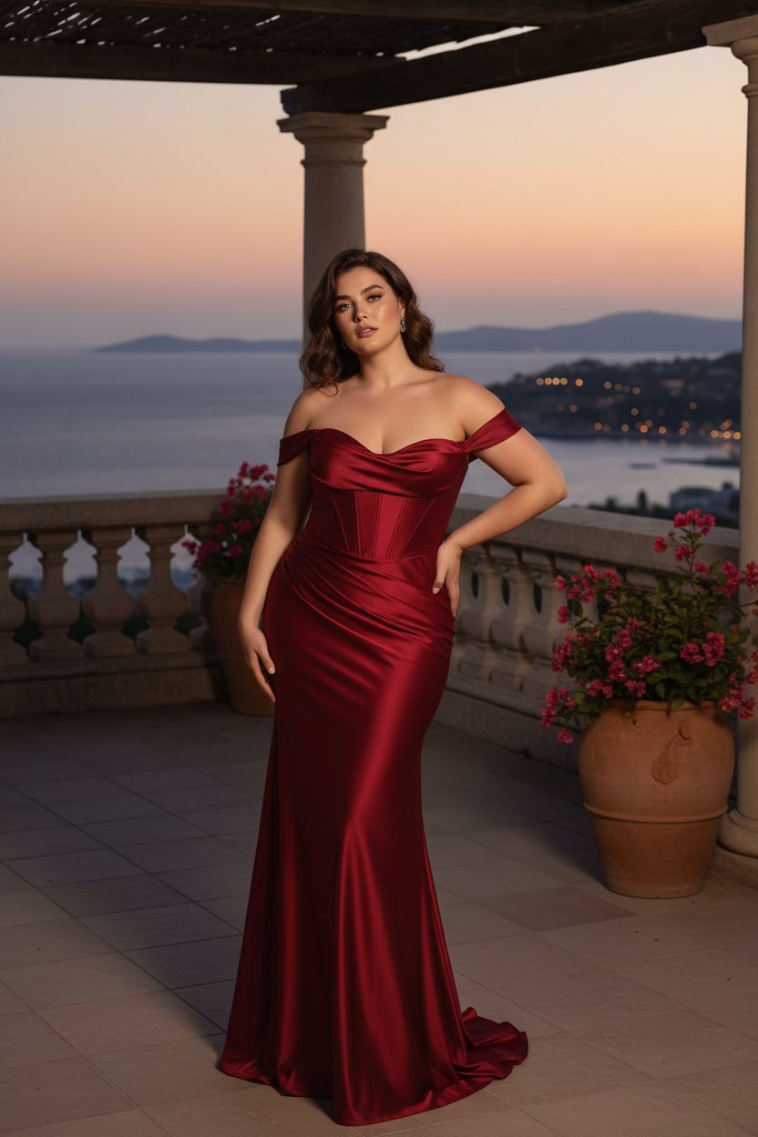 Vestido Licra Sirena Rojo Cereza - Terraza mediterránea