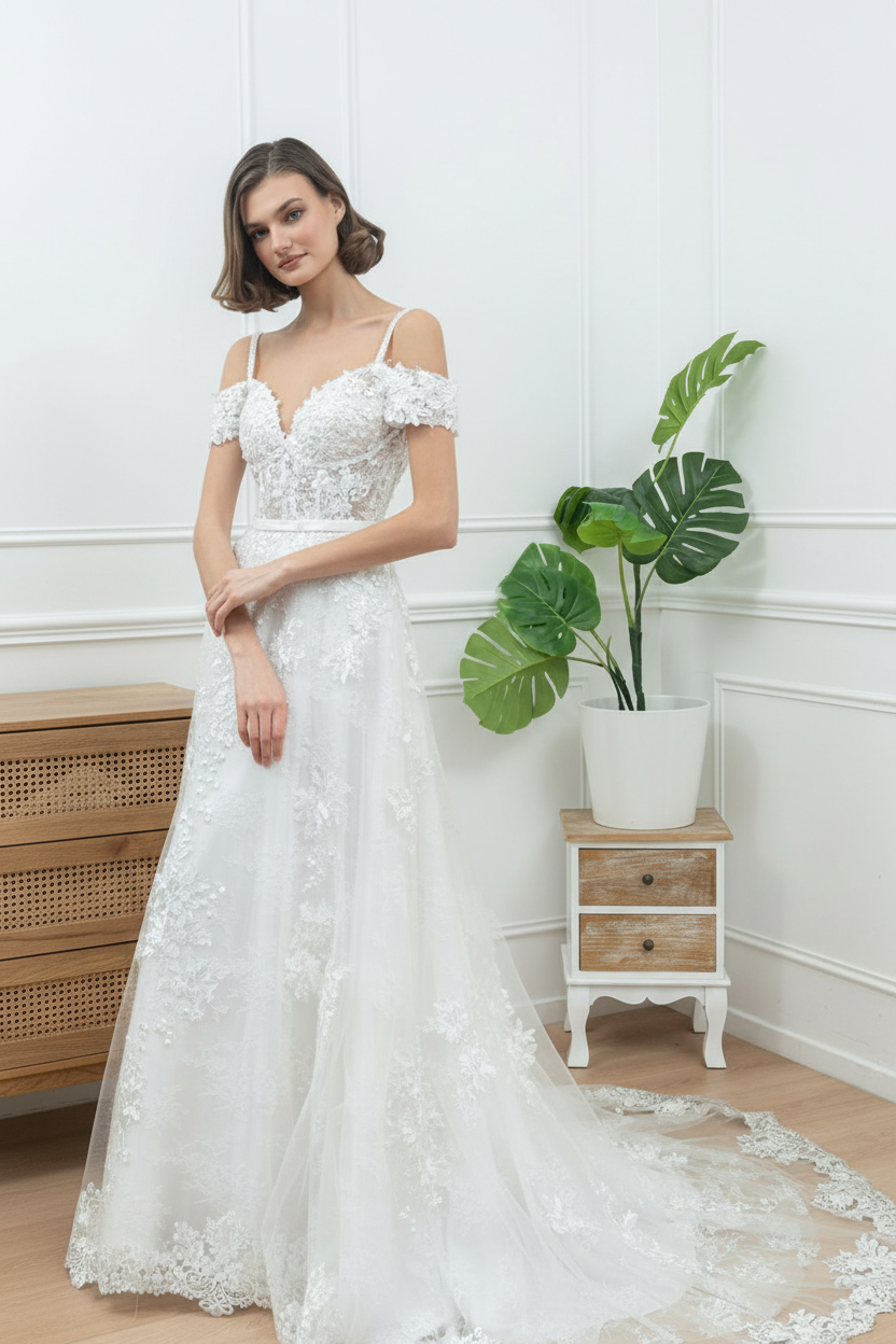Vestido de Novia Victoria - Sirena Hombros Caídos Encaje