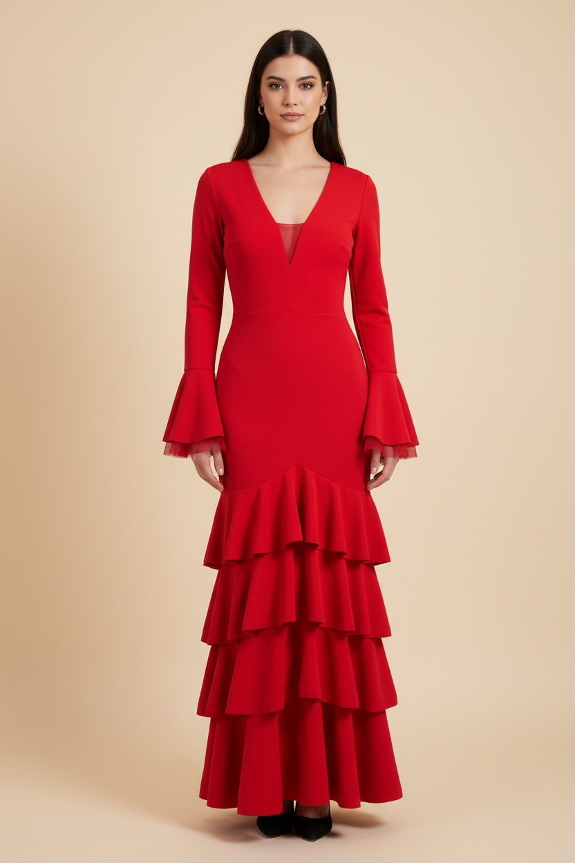 Vestido flamenca rojo frontal
