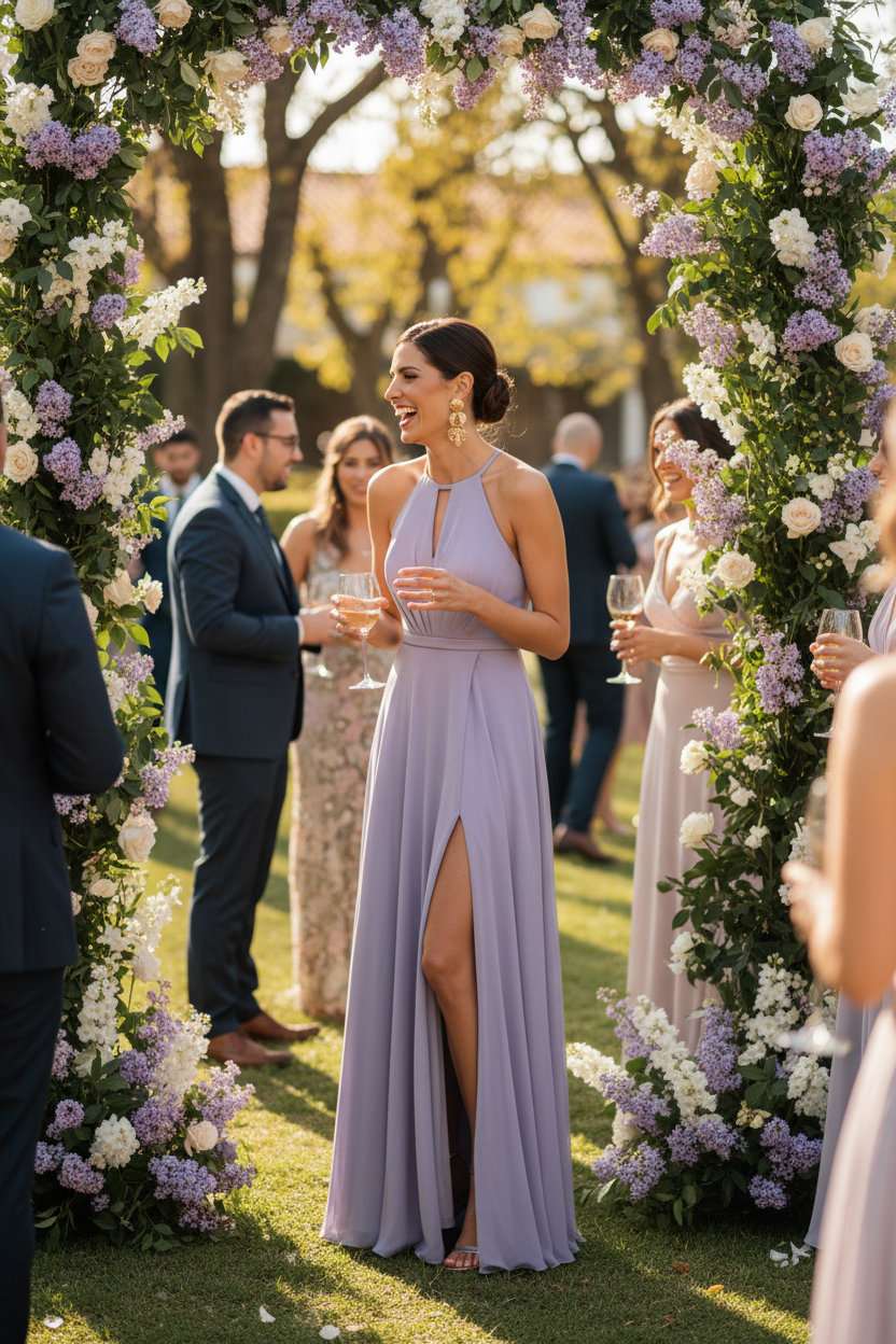 Vestido halter lila lavanda - situación real boda