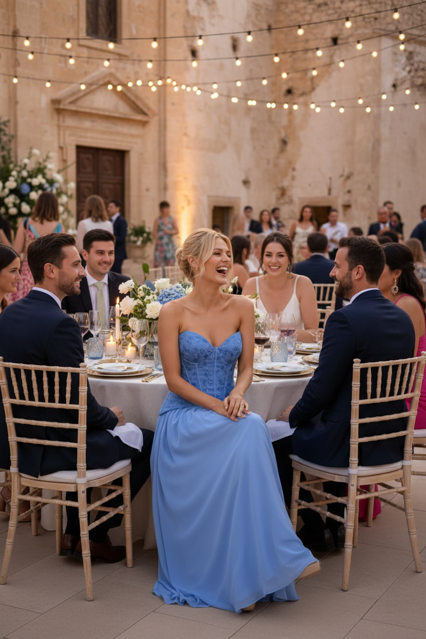 Vestido azul aciano corset - boda al aire libre