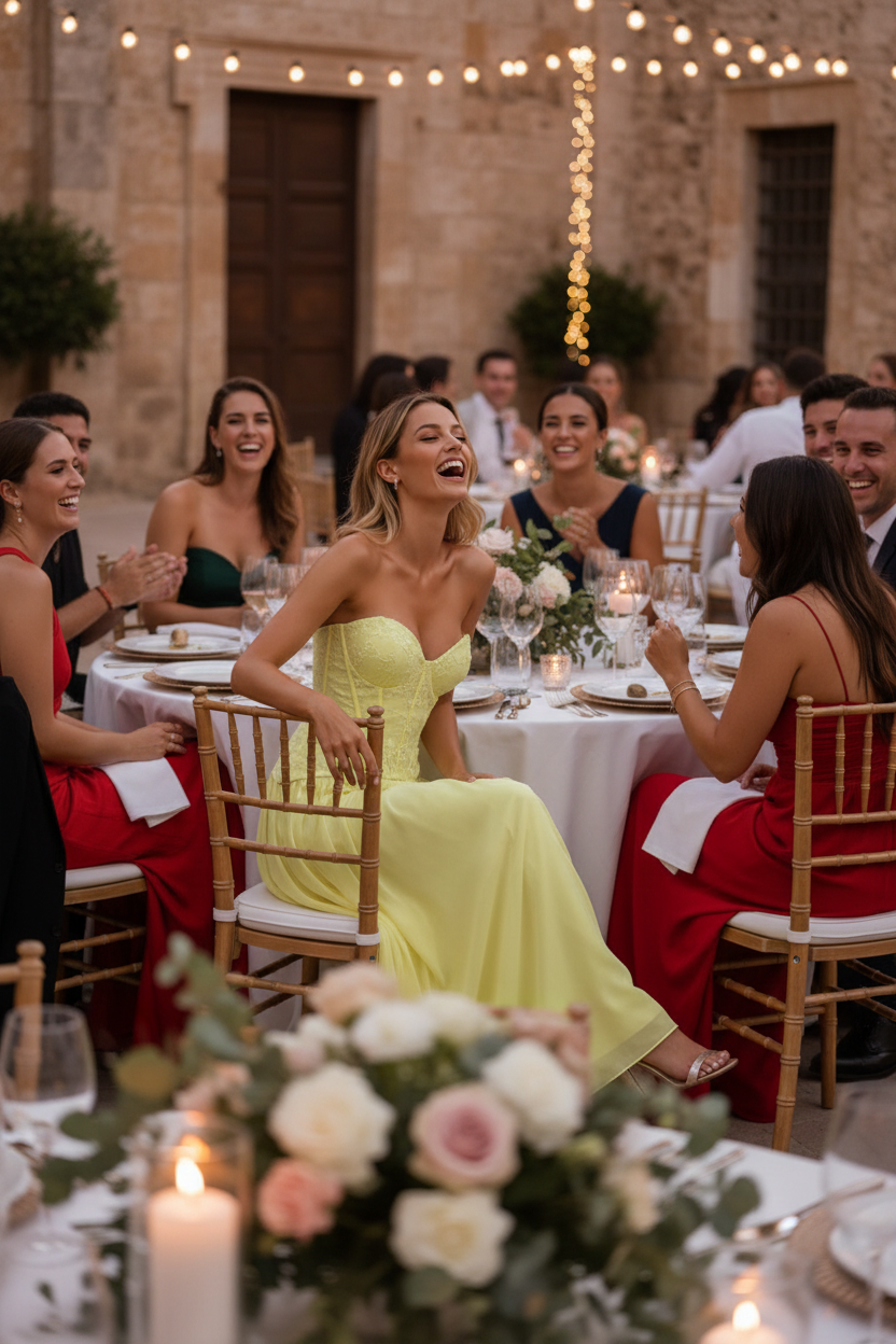 Vestido amarillo lima corset - boda al aire libre