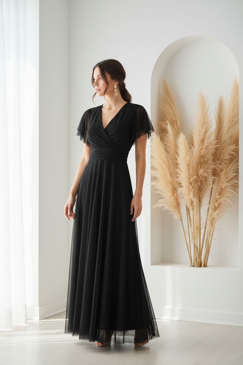 Vestido negro - mirando al lado