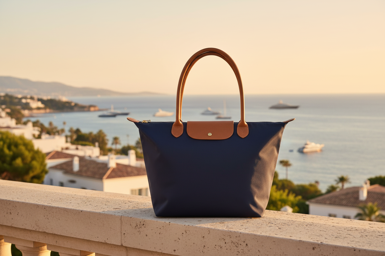 Bolso shopper nylon azul marino - terraza mediterránea