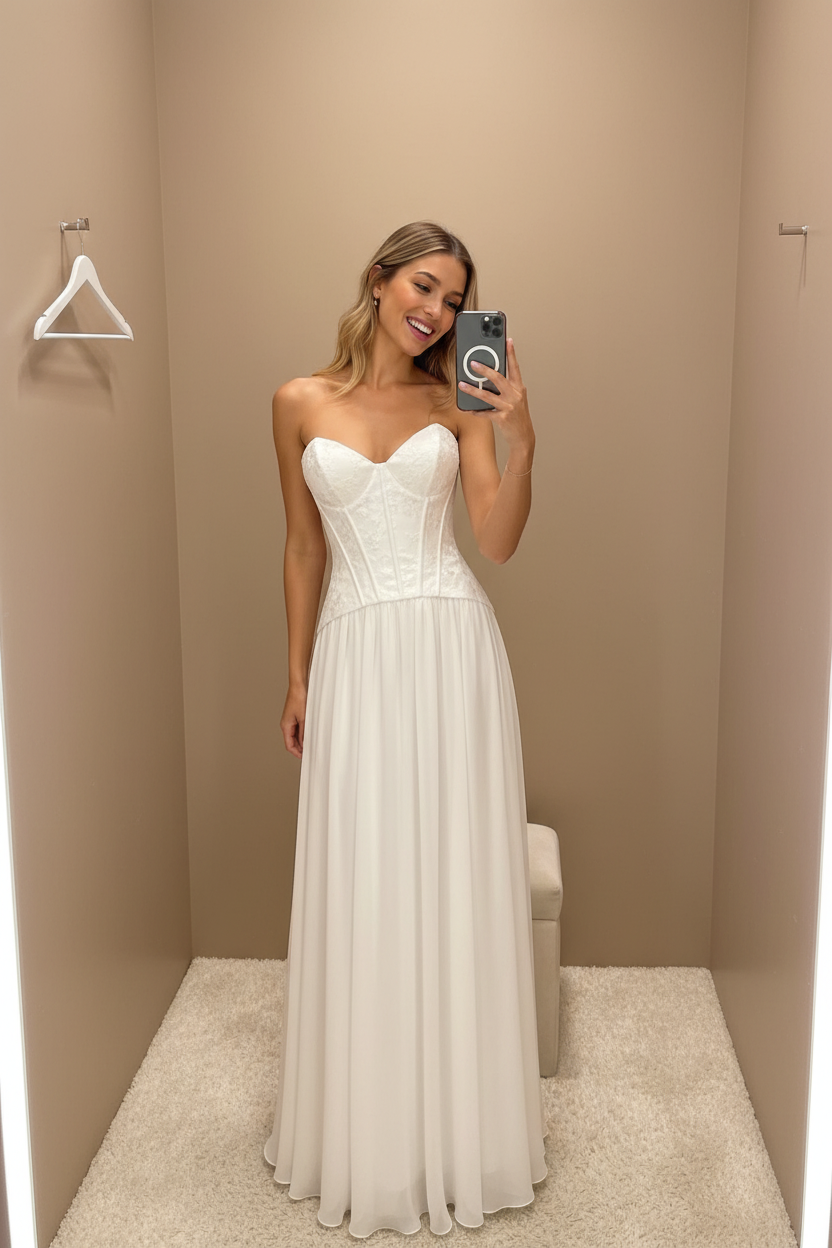 Vestido blanco corset - selfie probador