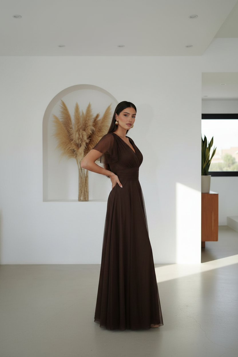 Vestido marrón chocolate - perfil