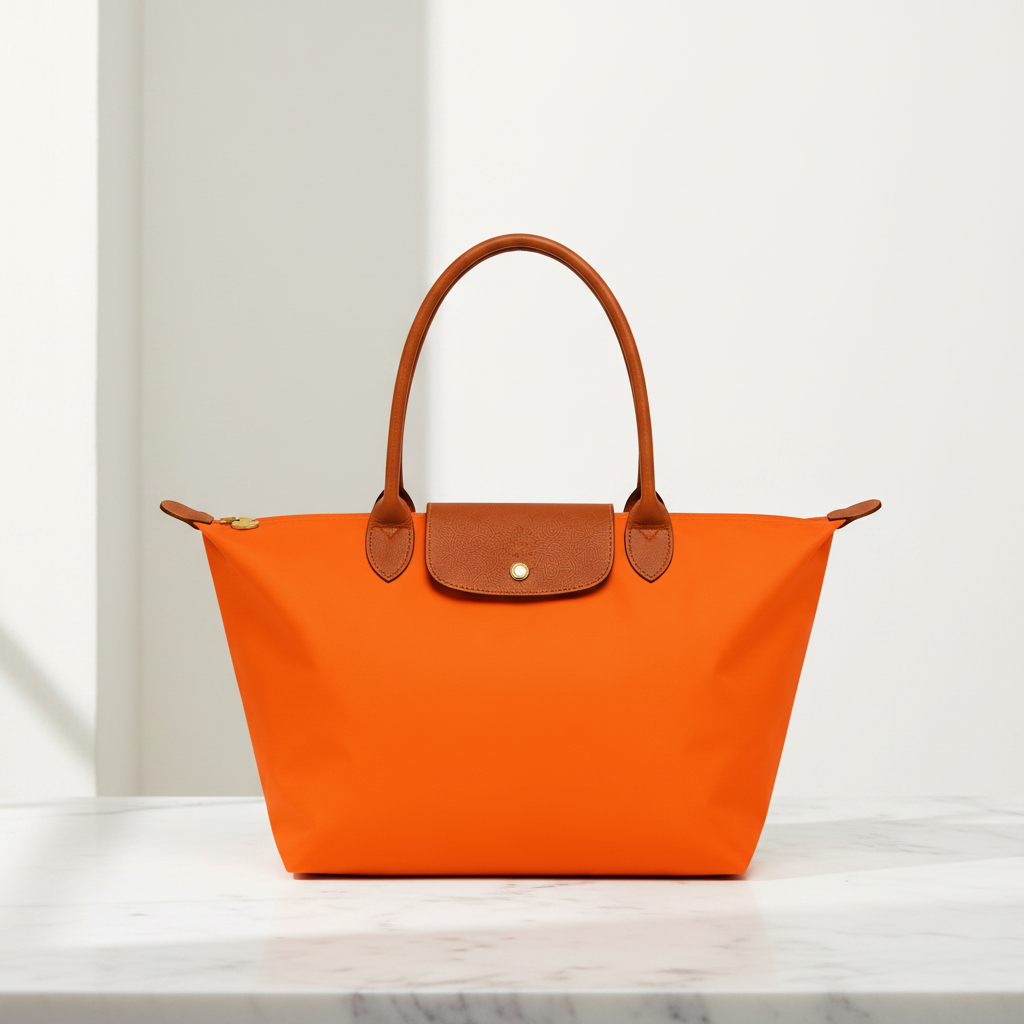 Bolso shopper nylon naranja - estudio premium