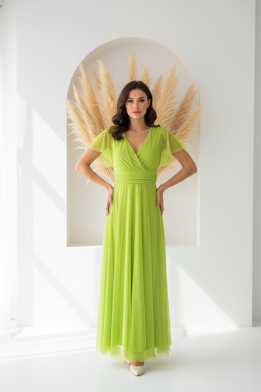 Vestido verde lima - pose frontal