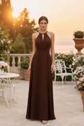 Vestido halter marrón chocolate - foto principal frontal