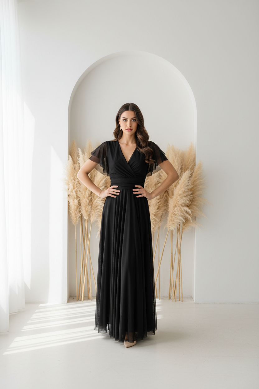 Vestido negro - pose frontal