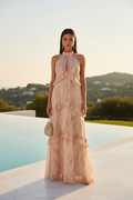 Vestido nude volantes - frontal infinity pool